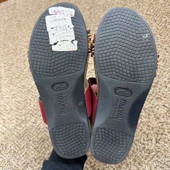 Munro Womens Pisces Woven Design Slip on Sandals Red US Size 9 WW Comfort - Picture 5 of 11